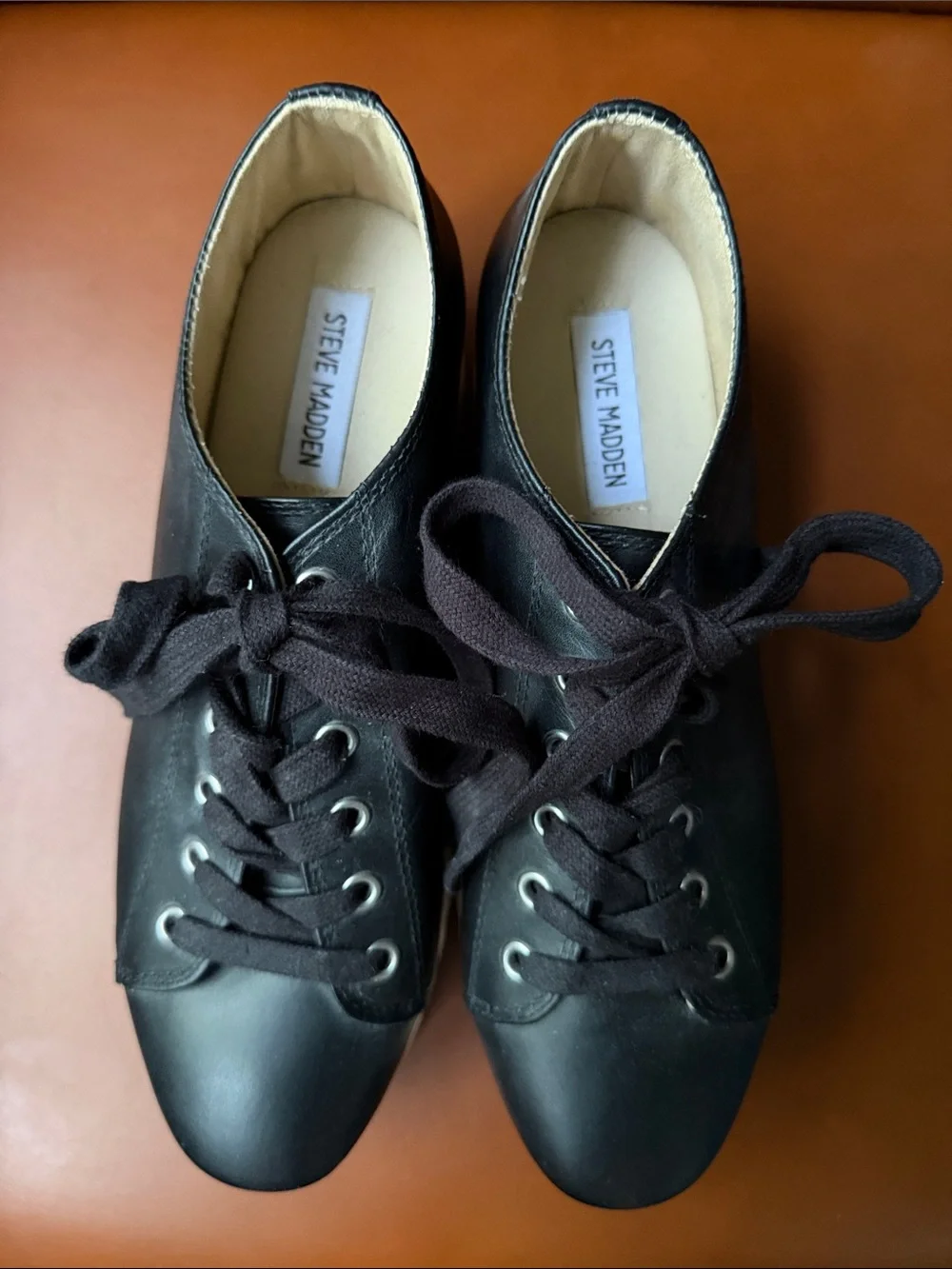 Steve Madden Korrie Platform Sneaker Black Leather - Women's 9